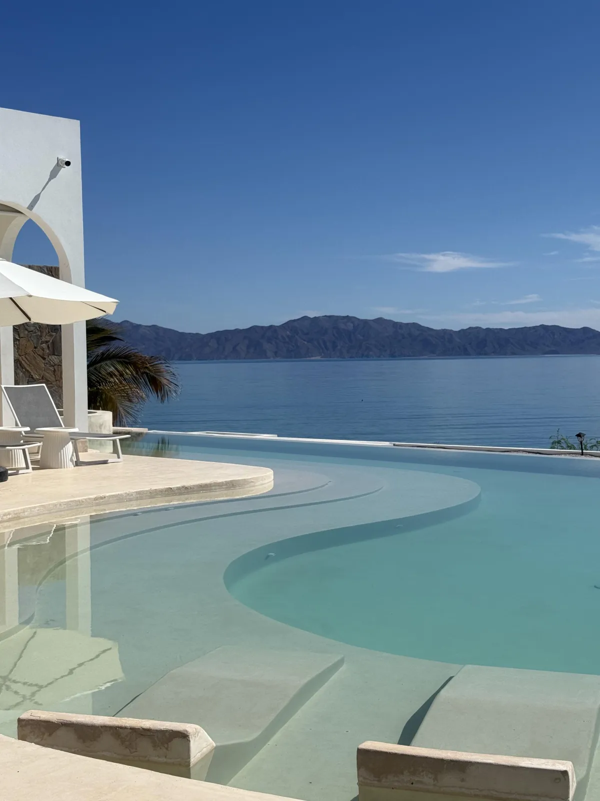 Infinity pool with mountain view